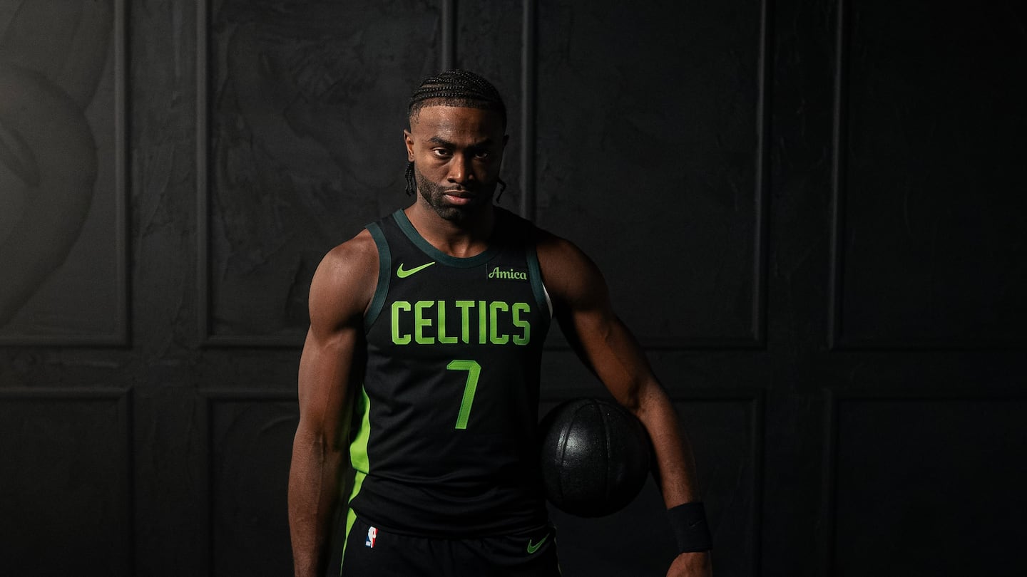 Jaylen Brown sports the Celtics' new "City Edition" uniform.