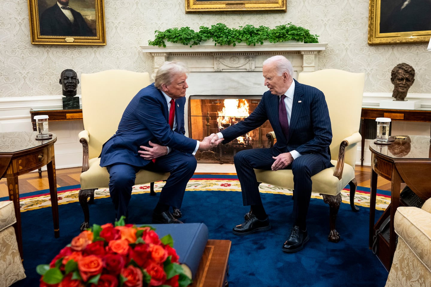 President-elect Donald Trump shook hands with President Biden in the Oval Office on Nov. 13.