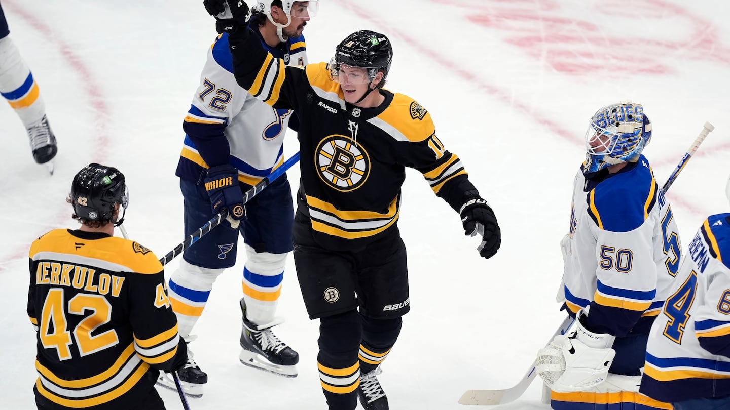 Trent Frederic scored both Bruins goals in the first period.