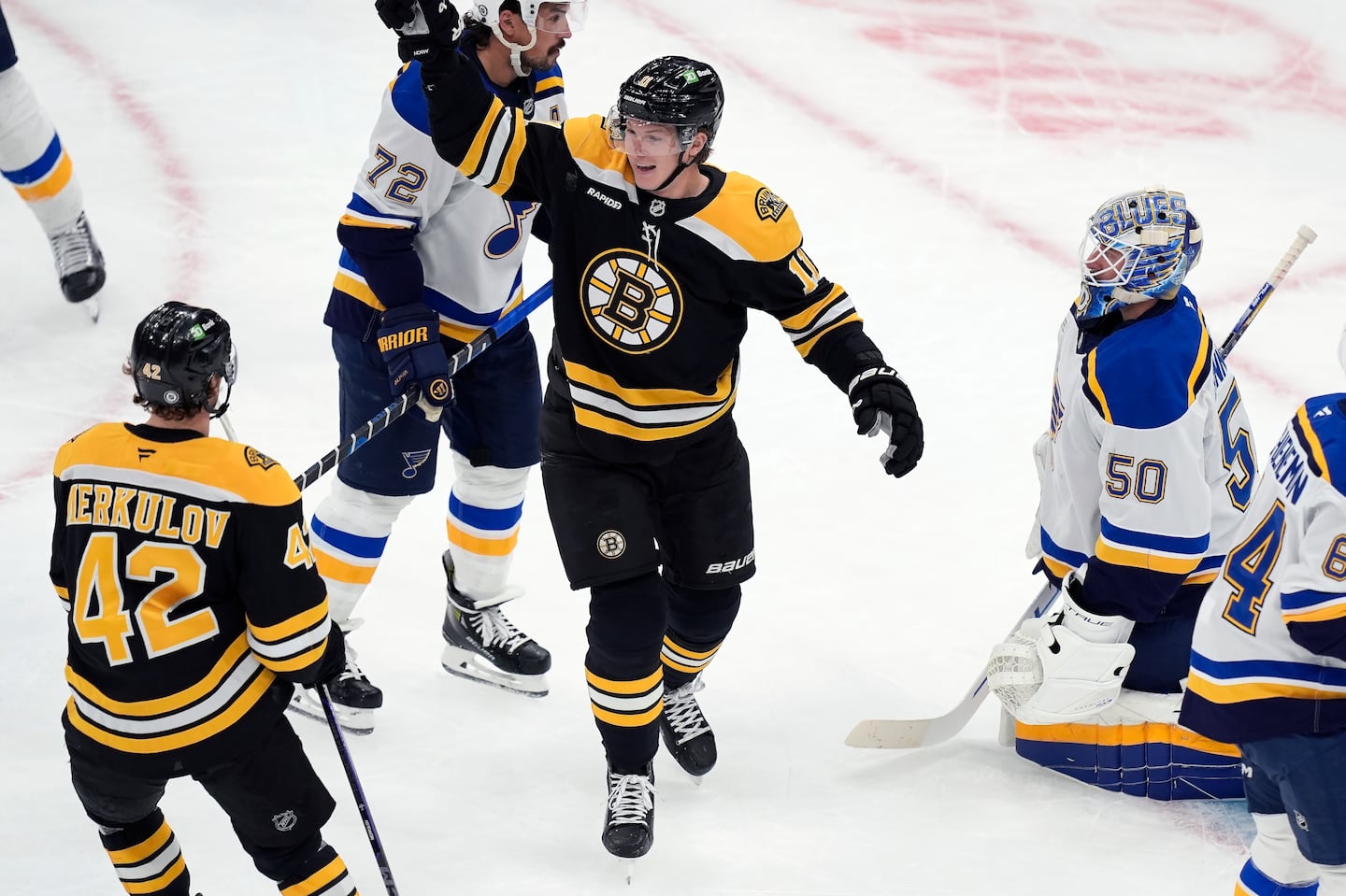 Trent Frederic scored both Bruins goals in the first period.