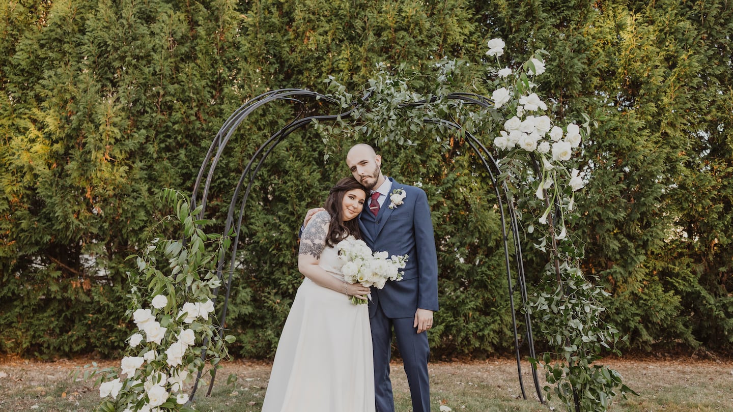 Moira Legault and Tyler Ferron of Nashua, N.H., wed on Nov. 7 at the Amherst Woman's Club in Amherst. The celebration, in part, was provided by Chicago nonprofit Wish Upon a Wedding, an organization that helps to provide weddings and other ceremonies to couples facing life-altering illnesses.