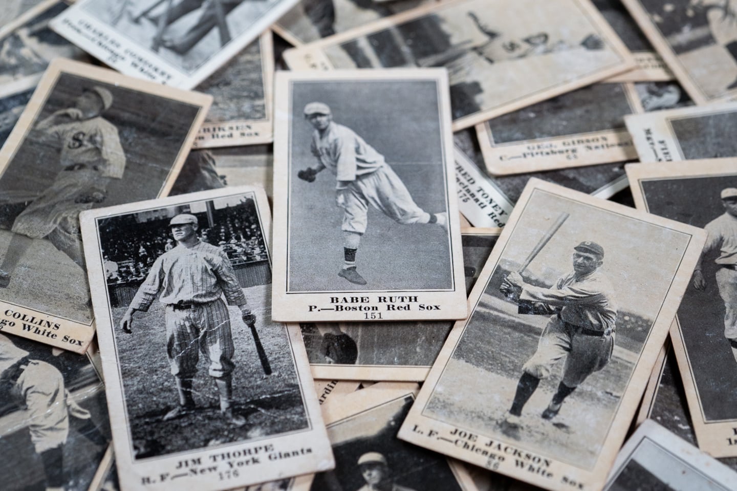 A trove of baseball cards discovered in Danvers included a coveted 1916 Babe Ruth rookie card (center).