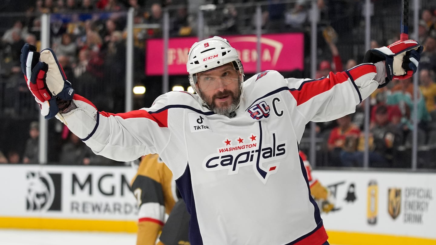 Alex Ovechkin had a hat trick on Sunday night against the Golden Knights in Las Vegas.