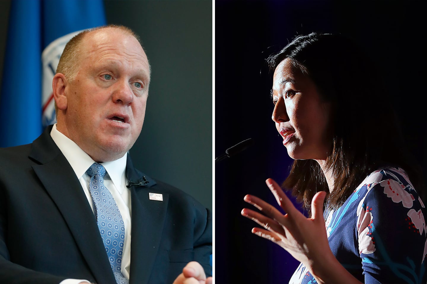 Tom Homan, Trump’s incoming “border czar,” and Michelle Wu, mayor of Boston.