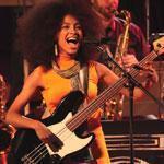 Esperanza Spalding performing Sunday night at Tanglewood. She played both electric and acoutic basses.