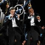 Justin Timberlake, left, and Jay-Z performed at the 55th annual Grammy Awards. 