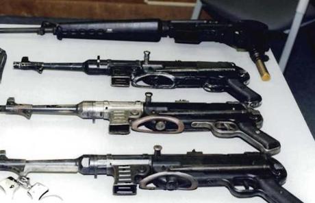 Weapons recovered by authorities from a South Boston house where Kevin Weeks's mother lived.
