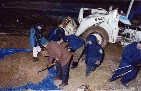 The remains of alleged Bulger victims Arthur Barrett, Deborah Hussey, and John McIntyre were found  in a shallow grave in January 2000 in land across from Florian Hall in Dorchester.
