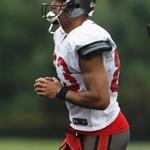 One of the few players who looked impressive in the first joint practice between the Patriots and Buccaneers was Tampa Bay wide receiver Vincent Jackson. (Yoon S. Byun/Globe Staff)