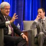 Newt Gingrich (left, with Reince Priebus), emphasized the need to make the GOP appeal to more demographic groups.