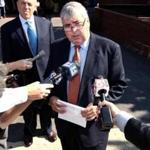 Norfollk County DA Michael Morrissey made a statement outside the district courthouse in Quincy on Monday.