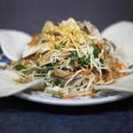 New Dong Khanh’s shredded chicken salad, made with rice vermicelli, lettuce, carrots, cucumbers, bean sprouts, mint, and basil.  