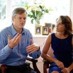 Charlie Baker and his wife, Lauren, sat for an interview at their Swampscott home on Wednesday.