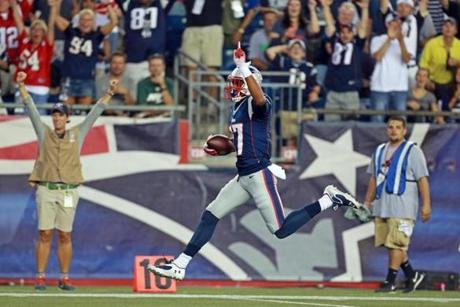 Patriots wide receiver Aaron Dobson had a 39-yard touchdown reception in the first quarter.
