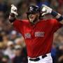 Jarrod Saltalamacchia reacted as he entered the Red Sox dugout after hitting a grand slam in the seventh inning.
