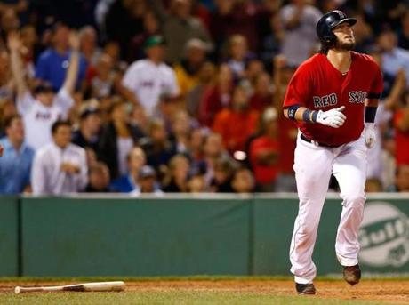 Jarrod Saltalamacchia hit a grand-slam in the 7th inning against the New York Yankees on Friday. 
