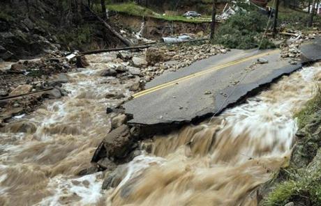 A road was destroyed on Gold Run Creek.
