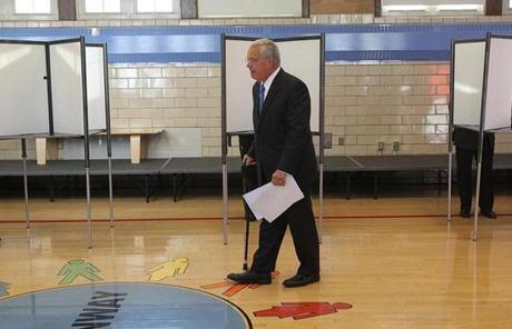 Mayor Thomas Menino cast his vote at the Roosevelt School in Hyde Park.
