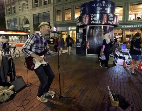 Mike Hastings recently performed in Harvard Square, which is seeing a new infusion of night life.
