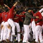 Boston Red Sox celebrated the last out clinching the Division title.