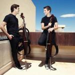 Stjepan Hauser (left) and Luka Sulic perform as 2Cellos.