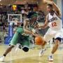 Celtics forward Gerald Wallace dribbled against the 76ers’ Evan Turner in the second quarter of their preseason game.