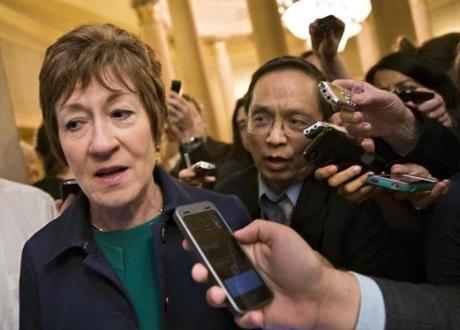 Sen. Susan Collins and other Republican senators returned to the Capitol after a two-hour meeting at the White House with President Barack Obama Friday. 
