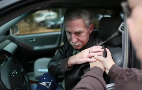 Brian Howley was one of the drivers who took part in a Drive In Prayer event held at Christ Lutheran Church In Scituate.  
