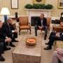 President Obama (center) met with Senate Democratic leaders on Saturday.