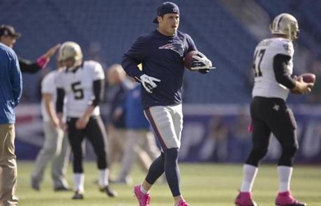 New England Patriots wide receiver Danny Amendola  warmed up before Sunday's game againt the Saints.
