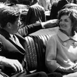 Stanley Tretick’s photograph of John F. Kennedy brushing back Jacqueline Kennedy’s hair, from 1961.
