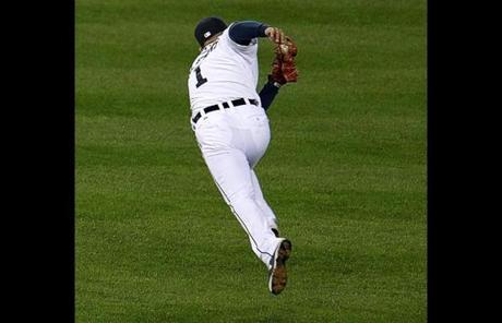 Jose Iglesias made an over-the-shoulder catch of a fly ball hit by David Ortiz in the third inning.
