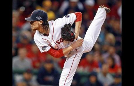 Clay Buchholz fired off a first-inning pitch.
