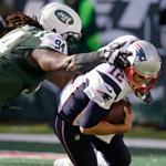 The Patriots struggled on first down on Sunday, Damon Harrison and Jets bringing down Tom Brady three times in the third quarter alone.