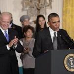 Vice President Joe Biden applauded as President Barack Obama spoke about immigration reform.