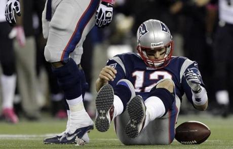 Tom Brady has been sacked 13 times in the last three games, including five times against the Saints.
