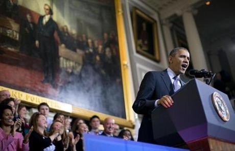 President Obama spoke at Faneuil Hall about the federal health care law Wednesday afternoon.
