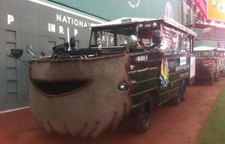 The boats paid homage to the Red Sox players' iconic beards. 
