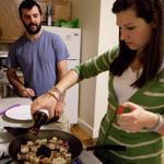 Nathan Gottier and Jess Gillane prepared a meatless meal together last month in Boston.