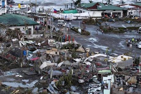 A view of the typhoon ravaged city of Tacloban on Saturday. 
