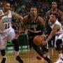 Damian Lillard split the Celtics’ defense as he drove to the basket.