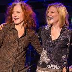 Bonnie Raitt (left) surprised the Orpheum’s audience by inviting Bonnie Hayes, new on Berklee’s faculty, on stage. 