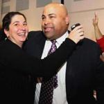 Supporters celebrated with Daniel Rivera following the election recount in Lawrence.