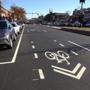 Brighton Avenue in Allston features “sharrows” with extra lane markings, an idea the city is testing.