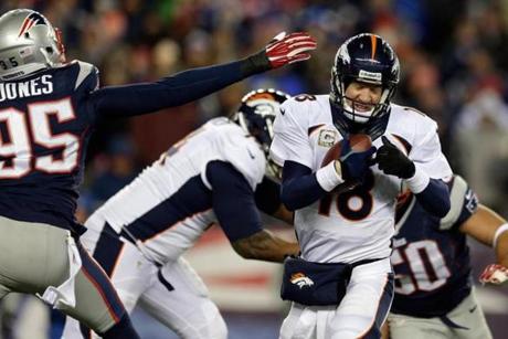Peyton Manning was mostly skittish and indecisive in the fourth quarter and overtime when he finally had to pass the ball.
