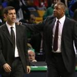 Celtics coach Brad Stevens and his predecessor, Clippers coach Doc Rivers, talked after Wednesday’s game between the Celtics and Clippers at TD Garden.