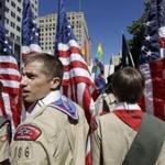 Boy Scouts from the Chief Seattle Council prepared to march in the Gay Pride Parade in downtown Seattle. 
