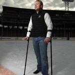Tom Smith’s idea, the Look-Up Line, is painted on the Frozen Fenway ice.