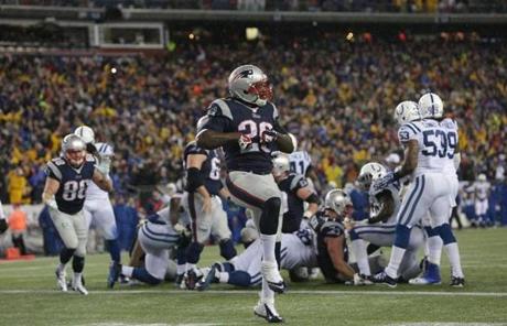 Blount danced in celebration of his second-quarter touchdown.
