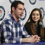 Simon Shnapir  and Marissa Castelli spoke during at the press conference in Boston after being named to the US Olympic skating team.